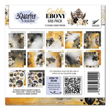 3QUARTER DESIGNS GOLDEN EBONY - ENSEMBLE DE PAPIER 6X6