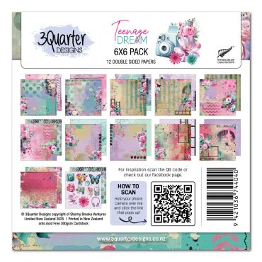 3QUARTER DESIGNS TEENAGE DREAM - ENSEMBLE DE PAPIER 6X6