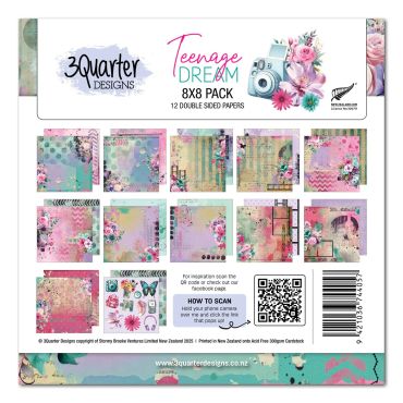 3QUARTER DESIGNS TEENAGE DREAM - ENSEMBLE DE PAPIER 8X8