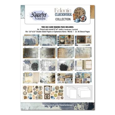 3QUARTER DESIGNS ECLECTIC CLOCKS - ENSEMBLE DE CARTES 6X4