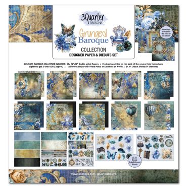 3QUARTER DESIGNS GRUNGED BAROQUE - ENSEMBLE DE PAPIER & DIECUTS 12X12
