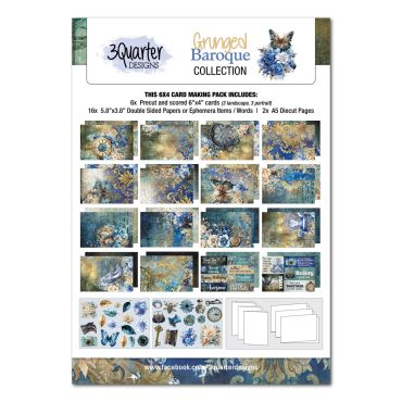 3QUARTER DESIGNS GRUNGED BAROQUE - ENSEMBLE DE CARTE 6X4