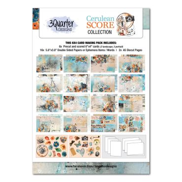 3QUARTER DESIGNS CERULEAN SCORE - ENSEMBLE DE CARTES 6X4