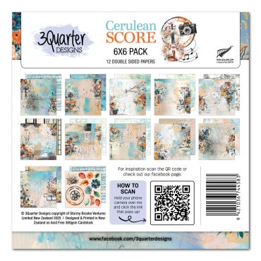 3QUARTER DESIGNS CERULEAN SCORE - ENSEMBLE DE PAPIER 6X6