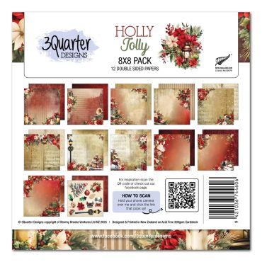3QUARTER DESIGNS HOLLY JOLLY - ENSEMBLE DE PAPIER 8X8
