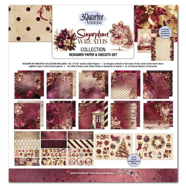 3QUARTER DESIGNS SUGARPLUM WREATH - ENSEMBLE DE PAPIER & DIECUTS 12X12