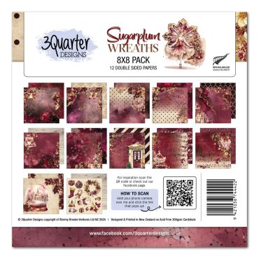 3QUARTER DESIGNS SUGARPLUM WREATH  - ENSEMBLE DE PAPIER 8X8