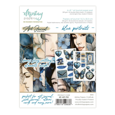 Mintay Ensemble de papier 6 x 8 Art Journal - Blue Portraits