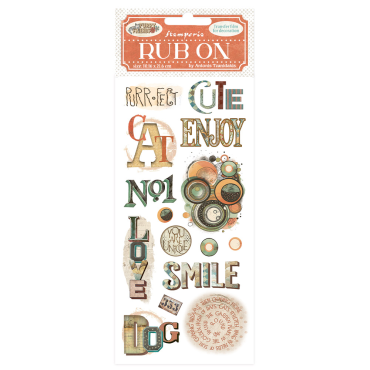 Stamperia Rub-on 10,16x21,6 cm - Furry Friends writings