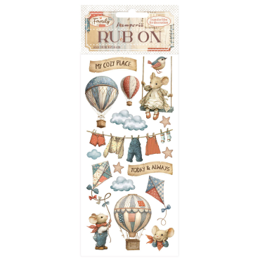 Stamperia Rub-on 10,16x21,6cm - Family Air balloons