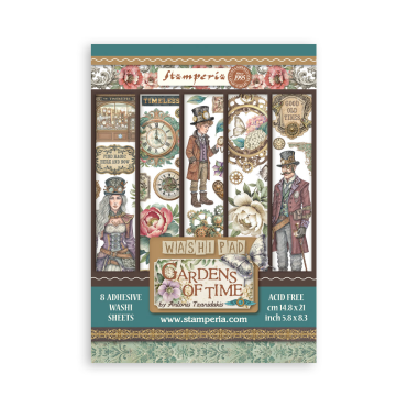 Stamperia Gardens of Time - Ensemble de Washi A5, 8 feuilles