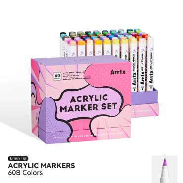 Arrtx Marqueurs de peinture acrylique 60B, couleurs anime, pointe pinceau