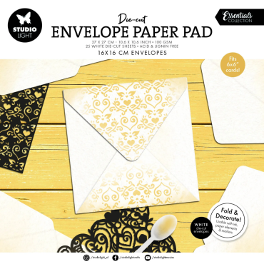 SL Bloc de papier prédécoupé 16 x 16 cm pour enveloppes 15 x 15 cm (25 feuilles)