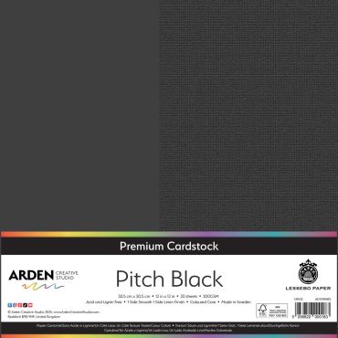 Arden Creative Studio Papier cartonné premium 12x12, 300gsm - Pitch Black - Paquet de 20