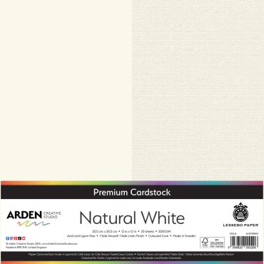 Arden Creative Studio Papier cartonné premium 12x12, 300gsm - Natural White - Paquet de 20