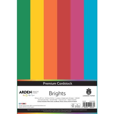 Arden Creative Studio Papier cartonné premium A4,  225gsm -  Brights - Paquet de 24