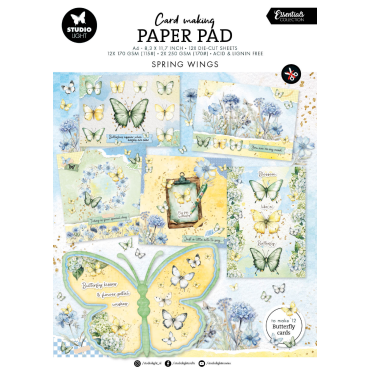 SL Bloc de 14 feuilles pour la création de cartes - Butterflies Essentials, Spring Wings