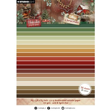 SL Ensemble de papier Unicolor Cottage Christmas 36 Feuilles