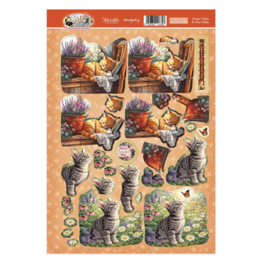 Hunkydory Feuille Decoupage Topper - Ginger Tabby & Grey Tabby