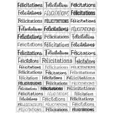 *À Venir* Ronron Designs Autocollants: Félicitations - Blanc (Français)