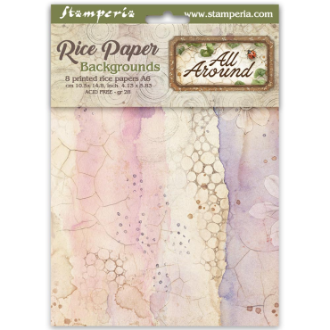 Stamperia All Around - Sélection de 8 papier de riz backgrounds A6