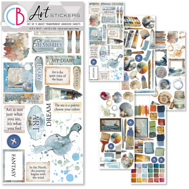 Ciao Bella An Artist Journey - Feuilles adhésives transparentes, paquet de 5