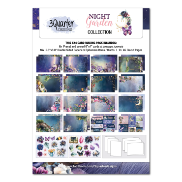 3Quarter Designs Paquet de 6 cartes 4x6 - Night Garden