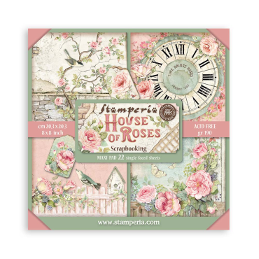 STAMPERIA - HOUSE OF ROSES - Ensemble de papier 12"x12" simple face, 22 feuilles