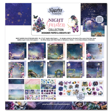 3Quarter Designs Ensemble de papier 12x12 & Diecuts - Night Garden