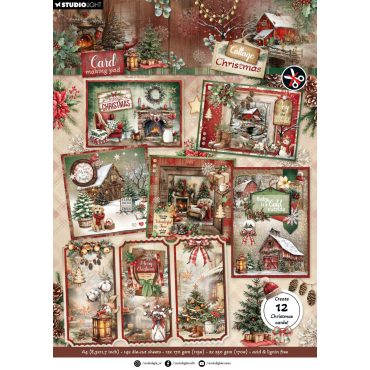 SL Ensemble de papier à motifs Cottage Christmas (14 feuilles) pour la création de 12 cartes