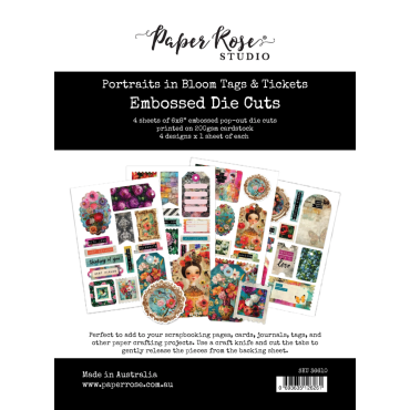 Paper Rose Portraits in Bloom 6x8" Tags & Tickets Embossed Die Cuts - 36610