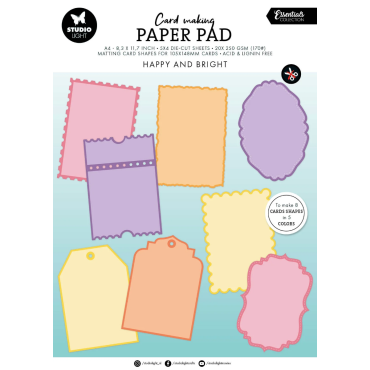SL Bloc de papier pour la création de cartes « Happy and Bright Essentials » (20 feuilles)