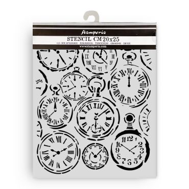 Stamperia Gardens of Time - stencil 20X25cm - Mixed Clocks